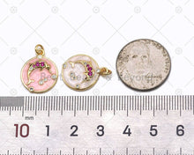 Load image into Gallery viewer, CZ Micro Pave Dolphin On Enamel Round Coin Shape Pendant,18K Gold Filled Dolphin Charm, Necklace Bracelet Charm Pendant, Sku#JD16