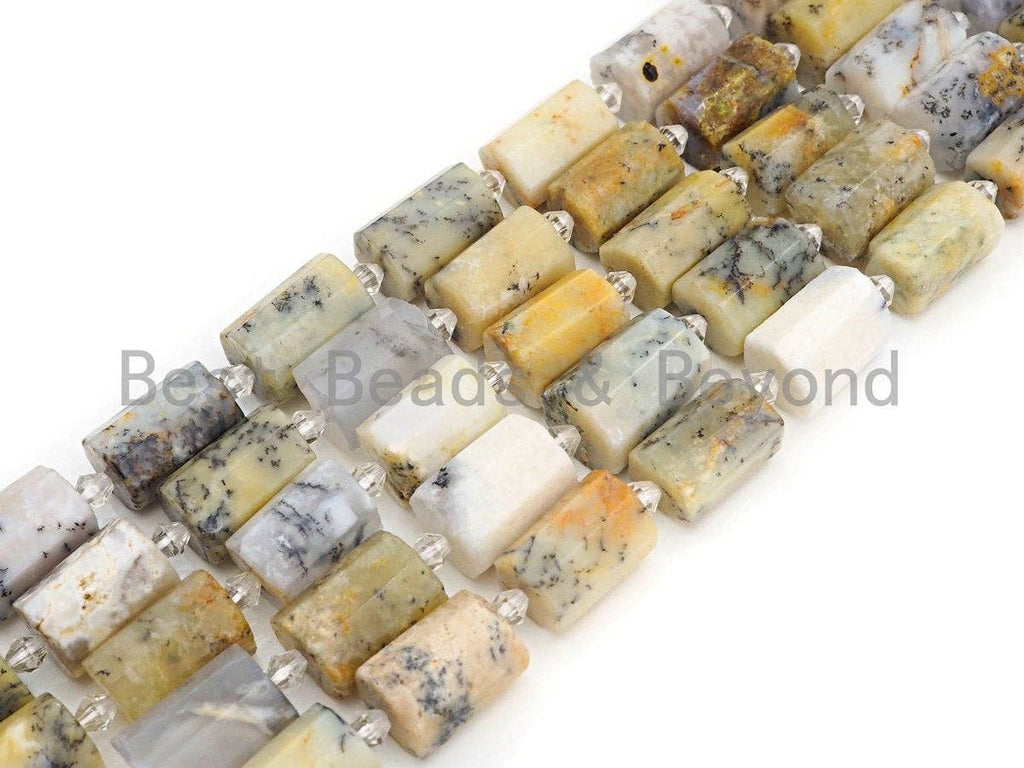 High Quality Natural Dentric Opal Cylinder Facted Beads, Natural Opal beads, 12x18mm, sku#U668