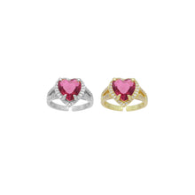 Load image into Gallery viewer, Big Fuchsia Pink Heart CZ Statement Adjustable Ring, Sku#A317