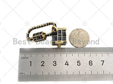 Load image into Gallery viewer, Colorful Enamel Pave Oval With Square Box Shape Clasp, Gold Carabiner Clasp, Screw Clasp, Chain Connector Clasp, 16x46mm, sku#K121