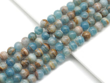Load image into Gallery viewer, Genuine Blue Brown Calcite Round Smooth Beads, Sku#U1368