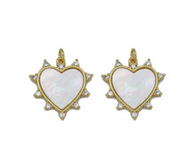 Load image into Gallery viewer, CZ Pave Mother of Pearl Spike Heart Charm, Sku#L713