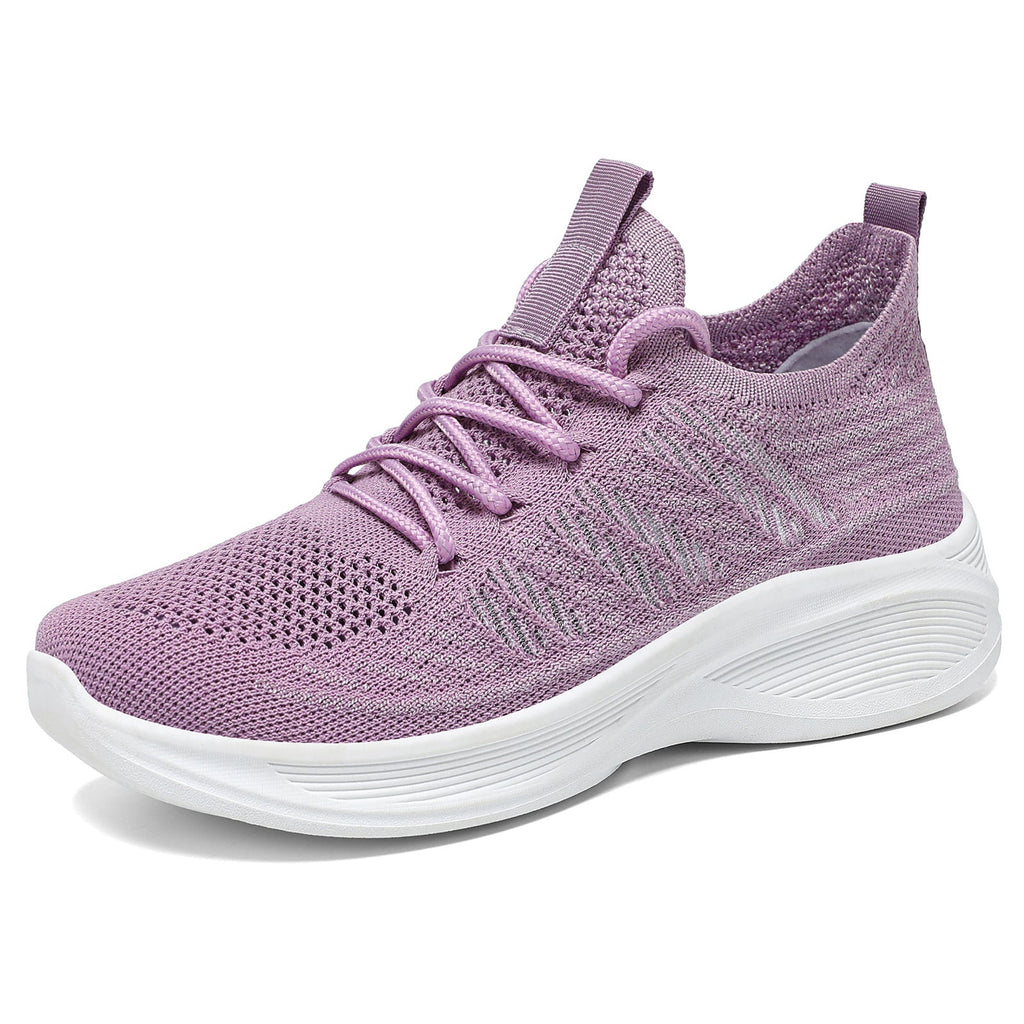 Women's Flyknit Casual Sneakers | Lightweight Breathable Lace-Up Walking Shoes