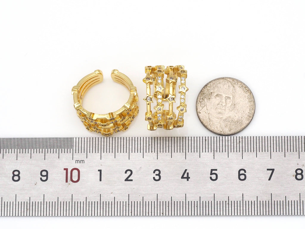 CZ Multi Lines Star Ring, Sku#X208