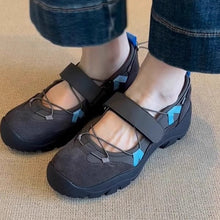 Load image into Gallery viewer, Women's Vintage Leather Mary Jane Shoes | Velcro Strap Thick Sole Low-Top