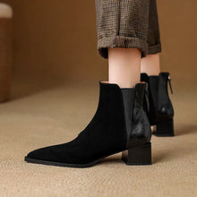 Load image into Gallery viewer, Women's Matte Square-Toe Lug Sole Boots | Microfiber Leather Fall &amp; Winter Ankle Boots