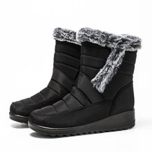 Load image into Gallery viewer, Women's High Top Snow Boots | Faux Rabbit Fur Collar | Chain Detail | Waterproof Warm Winter Boots