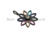 Load image into Gallery viewer, Colorful CZ Micro Pave Sunflower Filigree Pendant ,Gold/Silver/Black/Rose Gold,Cubic Zirconia Jewelry Findings,30x32mm,sku#F697