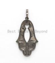 Load image into Gallery viewer, NEW Enamel Colorful Hamsa Hand Pendant,CZ Micro Pave Oil Drop Leaf pendant,Enamel pendant,Enamel Jewelry,27x47mm,sku#F568C