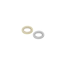 Load image into Gallery viewer, CZ Oval Silver Gold Connector Charm, Sku#A187
