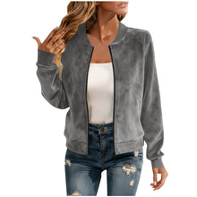 Load image into Gallery viewer, Round-neck Zip-up Deerskin-fleece Short Jacket Flight Suit