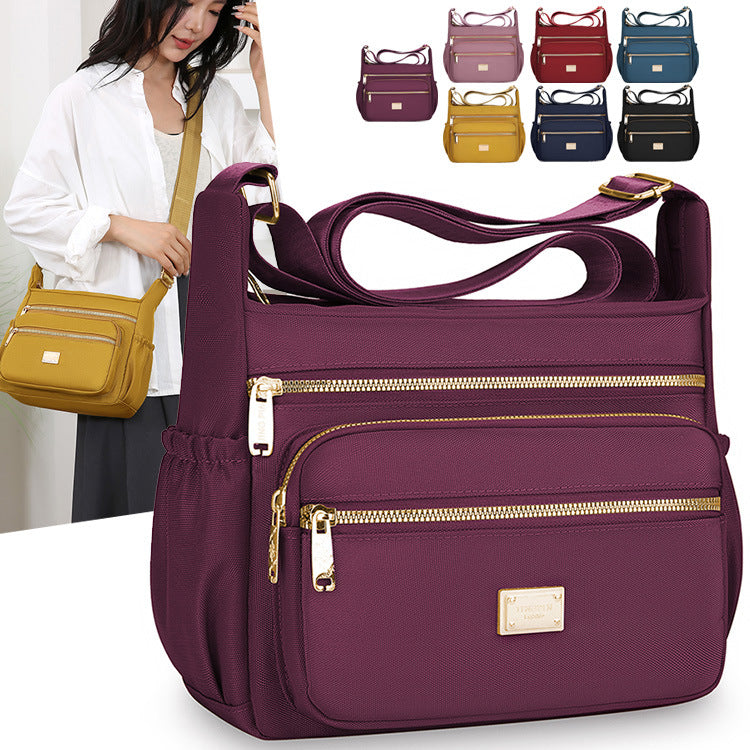 Multi-Compartment Oxford Shoulder Bag