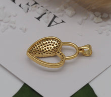 Load image into Gallery viewer, Half CZ and Half Hollow Out Heart Charm, Sku#LK633