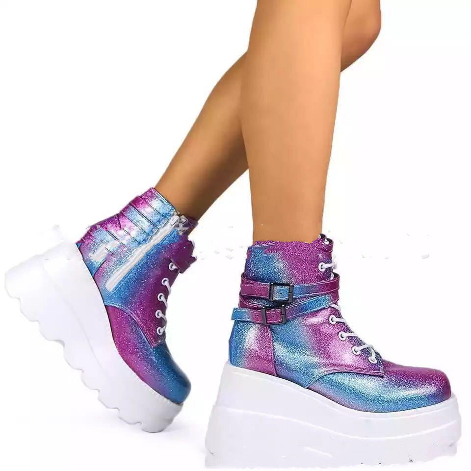 Women's Platform Boots | Genuine Leather Lace-Up Zipper Mid-Calf Winter Boots