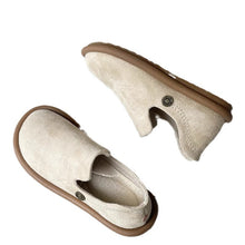 Load image into Gallery viewer, Women's Vintage Suede Slip-On Pumps | Low Heel Round Toe Dress Shoes | Creamy White &amp; Black