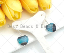 Load image into Gallery viewer, Sterling Silver Natural Druzy Agate Heart Earrings, EF39