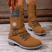 Load image into Gallery viewer, Women's Lace-Up Ankle Combat Boots – PU Leather Low Heel Military Style