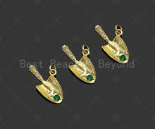 Load image into Gallery viewer, Gold Filled CZ Micro Pave Shovel Shape Pendant, 18K Gold Filled Shovel Charm, Necklace Bracelet Charm Pendant,14x24mm,Sku#LK354