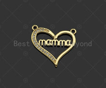 Load image into Gallery viewer, Gold Filled CZ Micro Pave Mama On Heart Shape Pendant,18K Gold Filled Mama Charm, Mother's Day,Necklace Bracelet Pendant,22x20mm,Sku#LD120