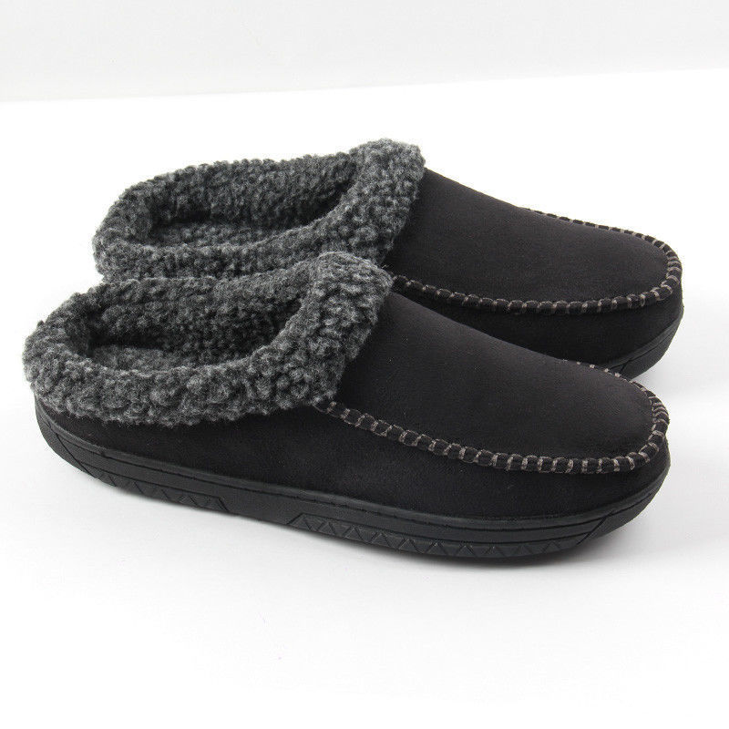 Men's Cotton Slippers Winter Indoor Outdoor Warm Fleece Lined House Shoes