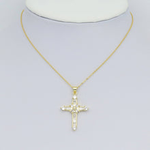 Load image into Gallery viewer, Gold Clear Baguette CZ Cross Charm Pendant, Sku#LD638