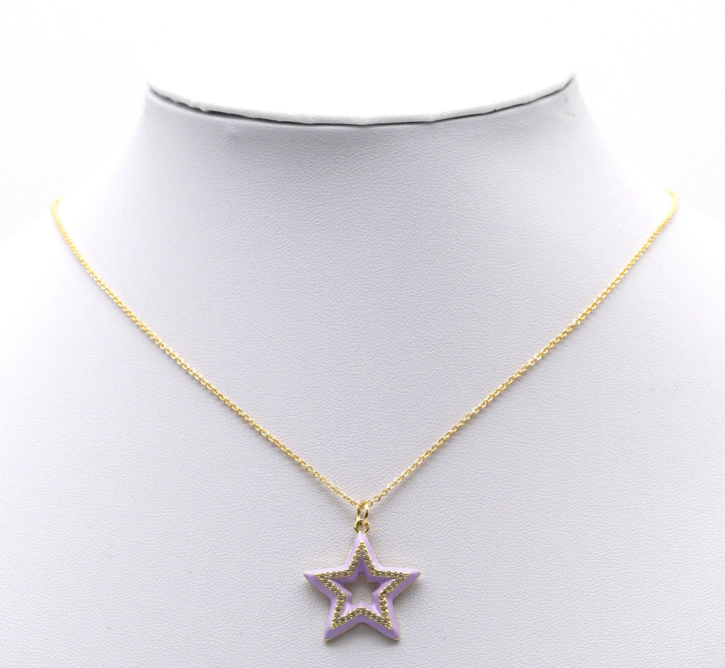 CZ Colorful Enamel Five Point Star Charm, Sku#F1509
