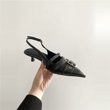 Load image into Gallery viewer, Women's Retro Pointed-Toe Ankle-Strap High Heel Sandals - Punk Style Mid Heel Shoes