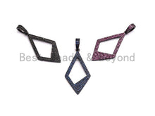 Load image into Gallery viewer, CZ Micro Pave Hollow out Rhombus Shape Pendant, Rhombus Frame Shape Pendant Charm, Earrings Necklace Bracelets Making Charm,20x45mm, sku #X4