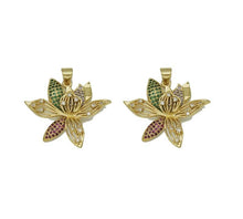 Load image into Gallery viewer, Gold Colorful CZ Lotus Flower Charm, Sku#LK688