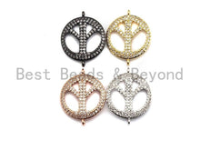 Load image into Gallery viewer, Clear Cz Micro Pave 18x23mm Peace Sign Round Connector, Cubi