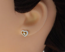 Load image into Gallery viewer, CZ Enamel Heart Stud Earrings, Sku#J336C