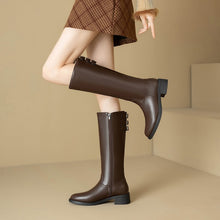 Load image into Gallery viewer, Women's Retro Chunky-Soled Equestrian Boots - Mid Heel High Shaft Riding Boots