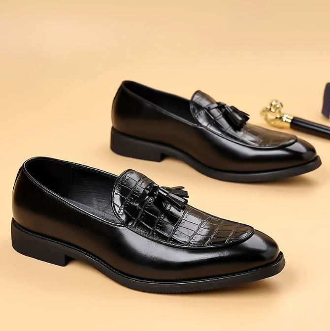 Men's Pointed-Toe Slip-On Dress Shoes | British Business-Casual PU Leather Loafers