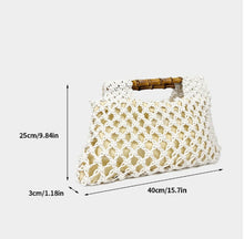 Load image into Gallery viewer, Hollow-out Bamboo-Section Handle Handwoven Small Square Bag