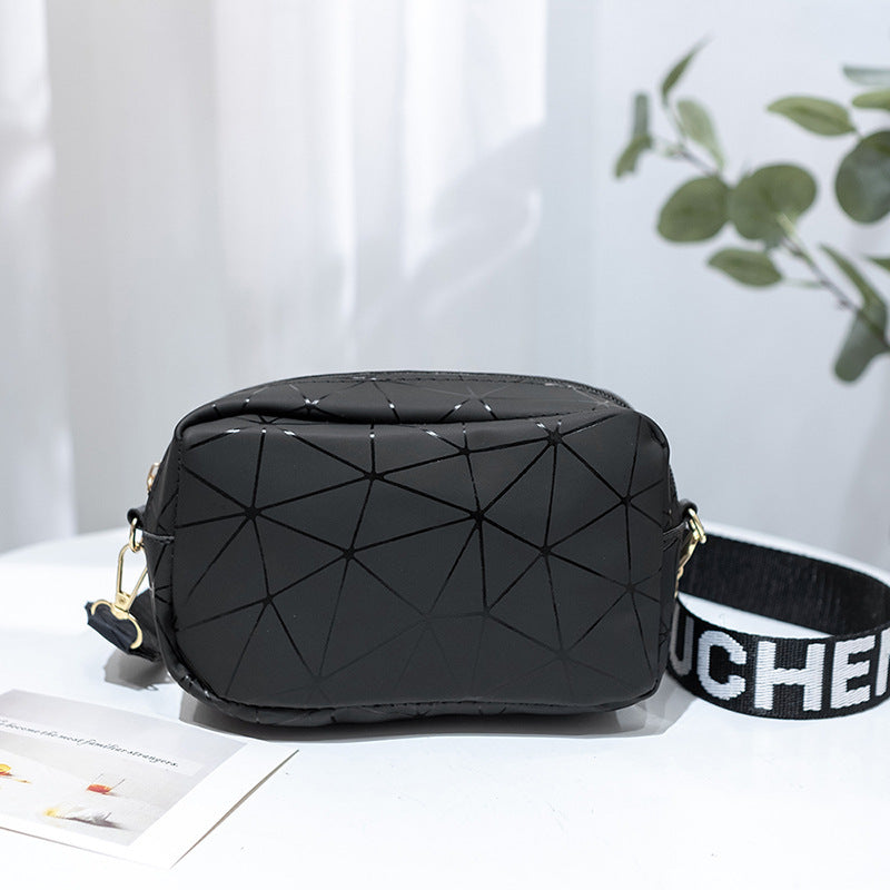 Geometric Print Camera Bag with Letter Strap