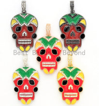 Load image into Gallery viewer, NEW Enamel Colorful Skull Pendant,CZ Micro Pave Oil Drop Skull pendant,Enamel pendant,Enamel Jewelry,21x33mm,sku#F607
