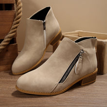 Load image into Gallery viewer, Women's Chunky Heel Pointed-Toe Ankle Boots – Side Zipper, PU Leather, Multi-Color