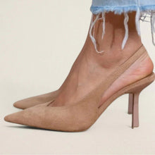 Load image into Gallery viewer, Women's Elegant Pointed-Toe Heels - Satin Slip-On High Heels with Buckle - Plus Size 34-45