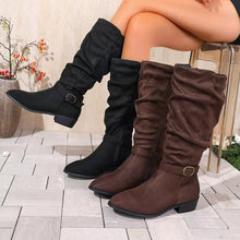 Load image into Gallery viewer, Belt Buckle High Shaft Suede Long Boots