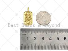 Load image into Gallery viewer, 18K Gold Evil Eye Moon On Rectangle Shape Pendant, Gold Medallion Charm, Necklace Bracelet Charm Pendant,12x26mm,Sku#Z1324