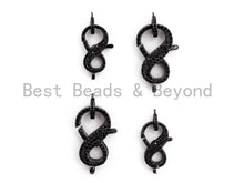 Load image into Gallery viewer, Black CZ Pave On Black Micro Pave Infinity "8" Shape Lobster Claw Clasp, Cubic Zirconia Clasp/Connector/Link, 12x24mm/16x30mm, sku#H110