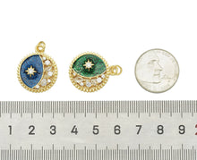 Load image into Gallery viewer, Clear CZ  Enamel Moon Star Charm, Sku#F1456C