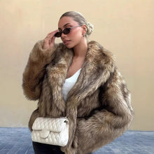 Load image into Gallery viewer, Women's Pure Color Versatile Faux Fur Collar Long Sleeve Coat Plus Size Outerwear