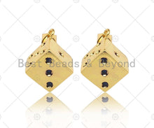 Load image into Gallery viewer, CZ Micro Pave Gold Dice Charm, Necklace Bracelet Charm Pendant,13x15mm,Sku#LK302