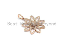 Load image into Gallery viewer, CZ Micro Pave Filigree flower Hollow Out Pendant, Gold/Silver/Black/Rose Gold, Hollow Out Cubic Zirconia Jewelry Findings,30x32mm,sku#F696