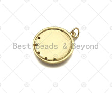 Load image into Gallery viewer, Colorful CZ Micro Pave Virgin Mary On Round Coin Shape Pendant,18K Dainty Gold Medallion Charm, Necklace Bracelet Charm,19x21mm,Sku#JL45
