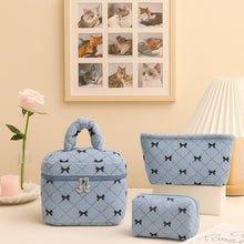 Load image into Gallery viewer, Corduroy Bow-Knot Makeup Bag - Large Capacity Cosmetic Organizer with Zipper
