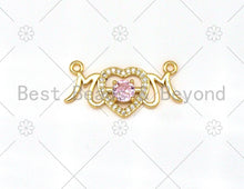 Load image into Gallery viewer, CZ Micro Pave Mom Word With Heart Shape Pendant/Charm, 18K Gold Filled Mom Charm, Mother's Day Charm,13x27mm,Sku#LK385