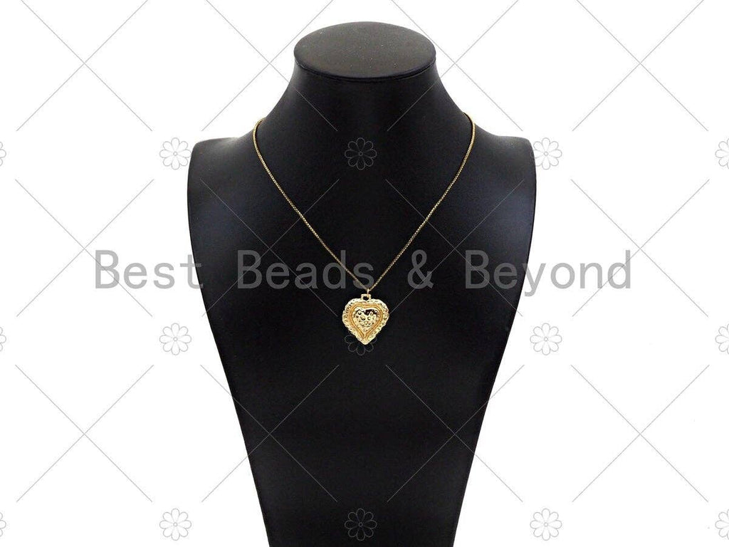 Embossed Heart Shape Pendant/Charm,14K Gold Filled Heart Charm, Necklace Bracelet Charm Pendant,24x26mm,Sku#ZX32