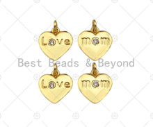 Load image into Gallery viewer, Love/Mom Word On Heart Shape Pendant18K Dainty Gold Medallio